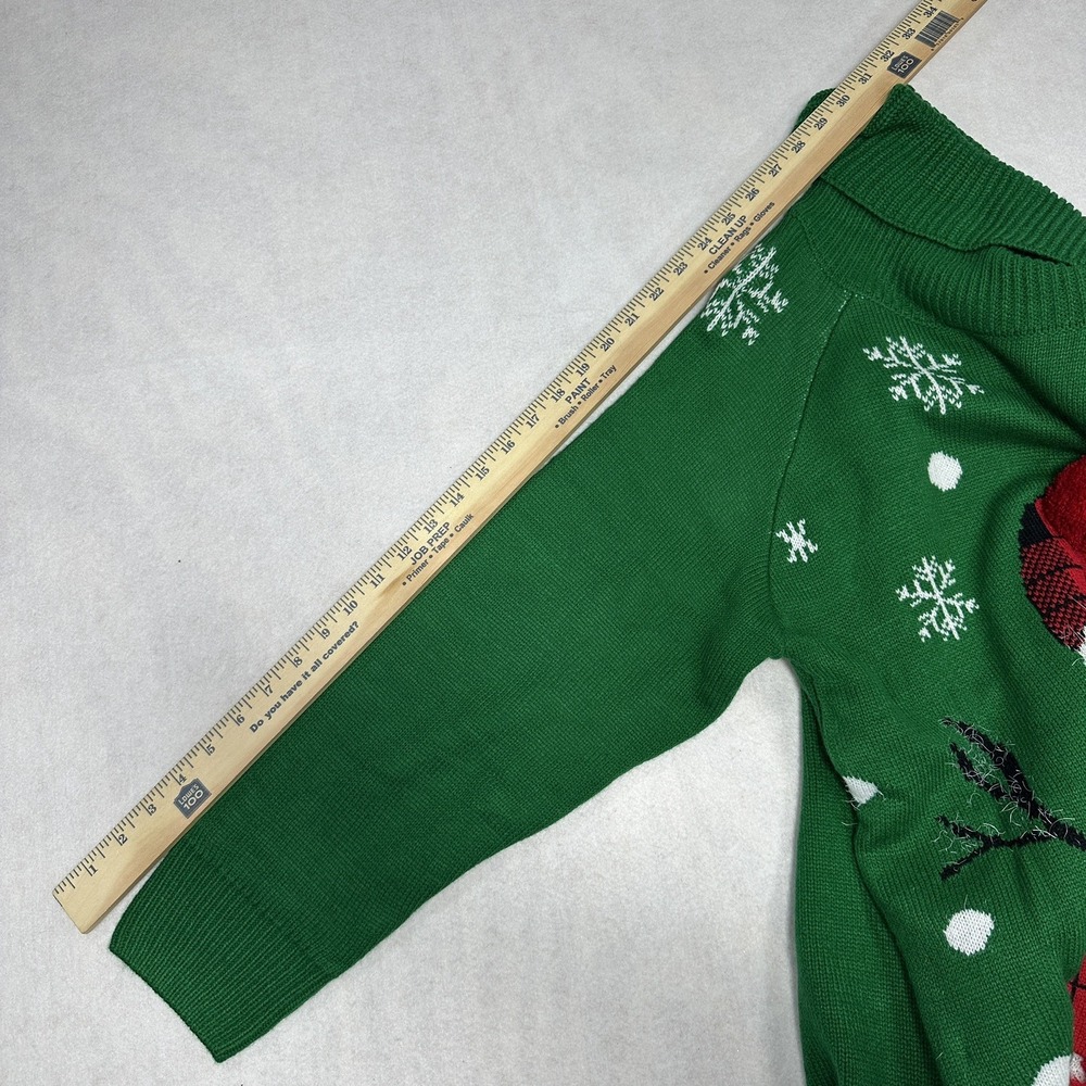 Women's Christmas Snowman Sweater Sz Small Green Buffalo Plaid 3D Pom Pom - Picture 9 of 9